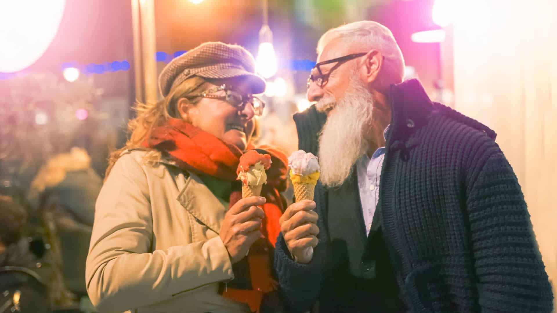 older couple happy on a date