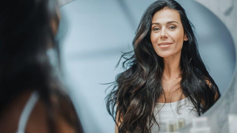 happy woman in mirror badass woman